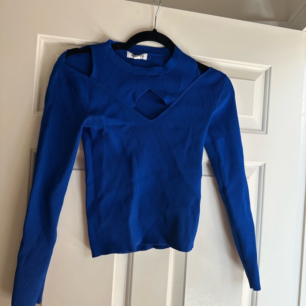 Steve Madden Royal Blue Cutout Long Sleeve Top